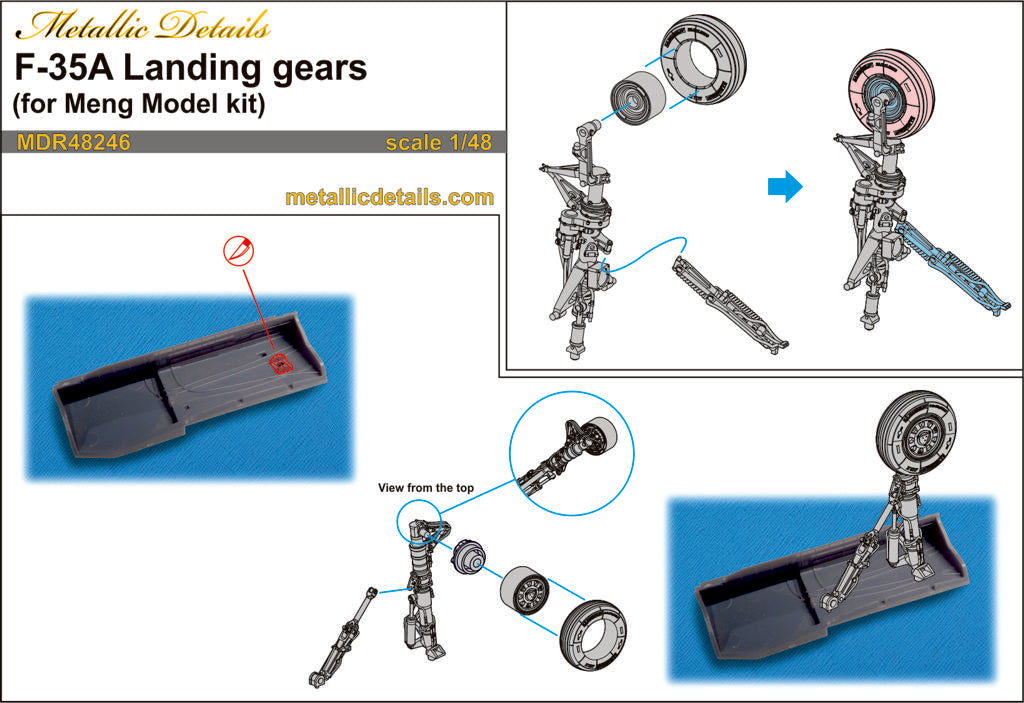 Metallic Details MDMDR48246 1:48 F-35A Lightning II landing gears
