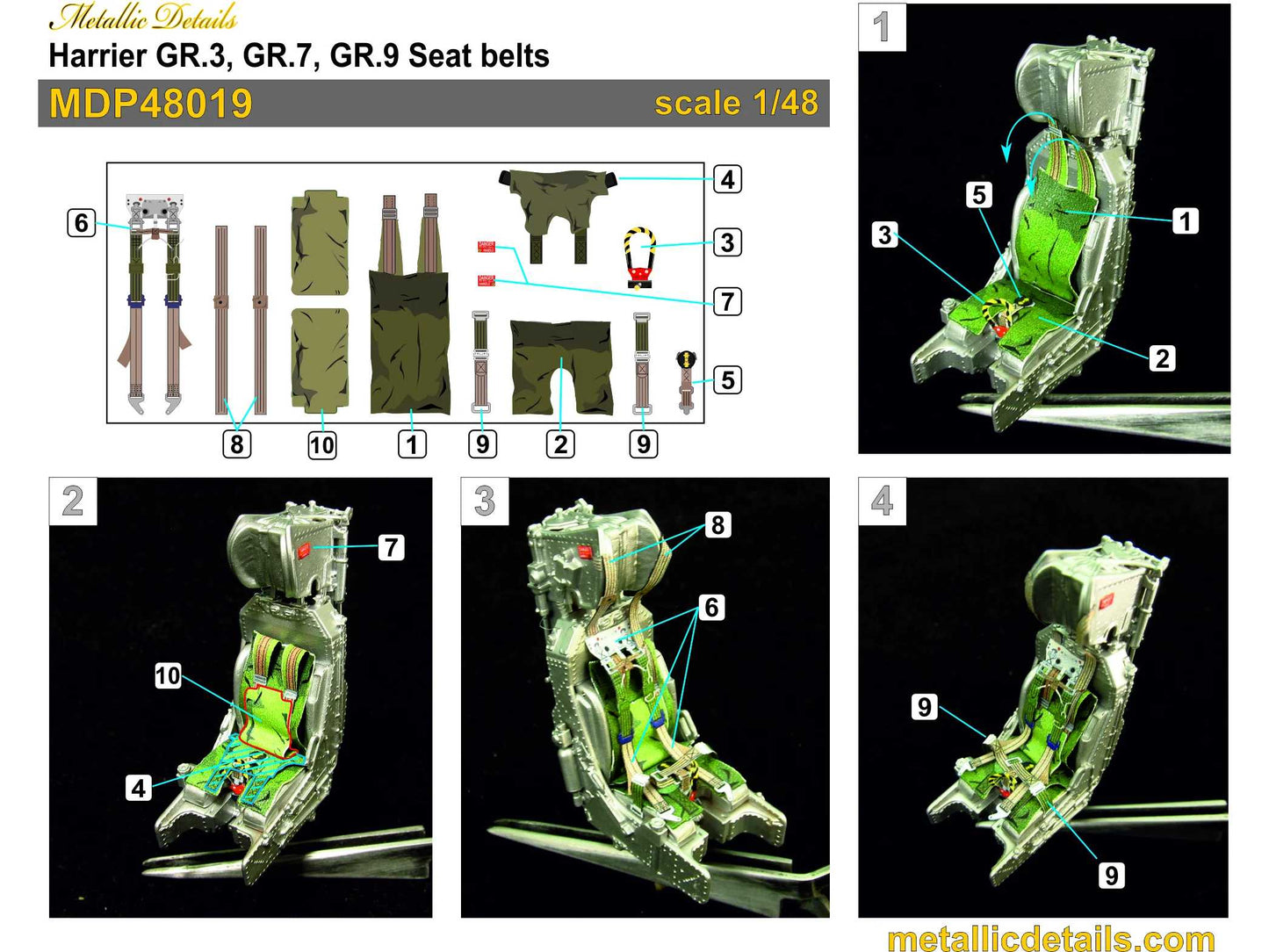 Metallic Details MDMDR48266 Harrier GR.3/7/9 Ejection Seats x2 1:48