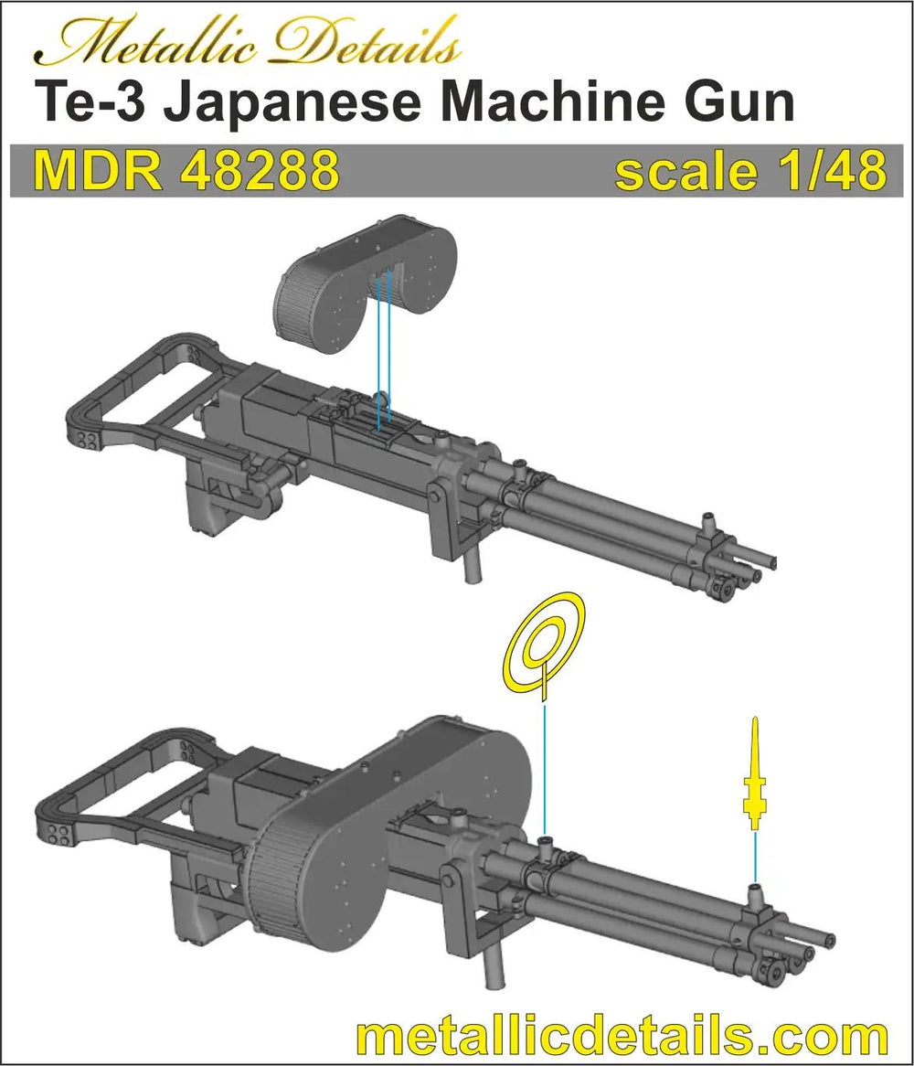 Metallic Details MDMDR48288 1:48 Te-3 Japanese Machine Gun