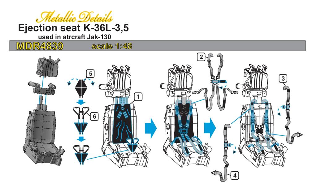 Metallic Details MDMDR4839 K-36L-3.5 Ejection Seats x2 Yak-130 1:48