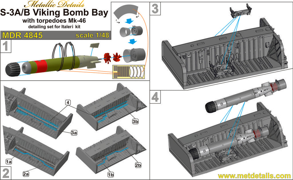 Metallic Details MDMDR4845 1:48 Lockheed S-3A/B Viking Bomb bay