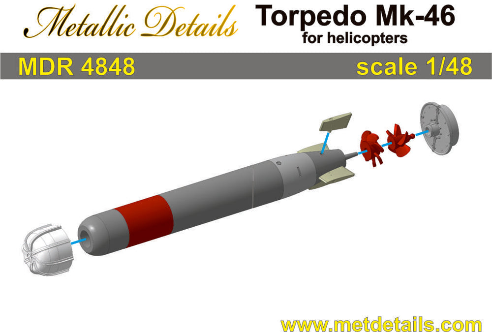 Metallic Details MDMDR4848 1:48 Torpedo Mk.46 for helicopters x 2