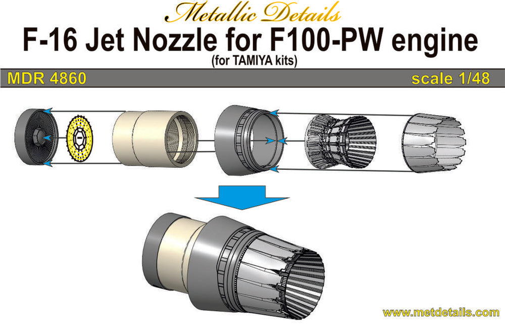 Metallic Details MDMDR4860 1:48 F-16C Jet nozzle for engine F100-PW