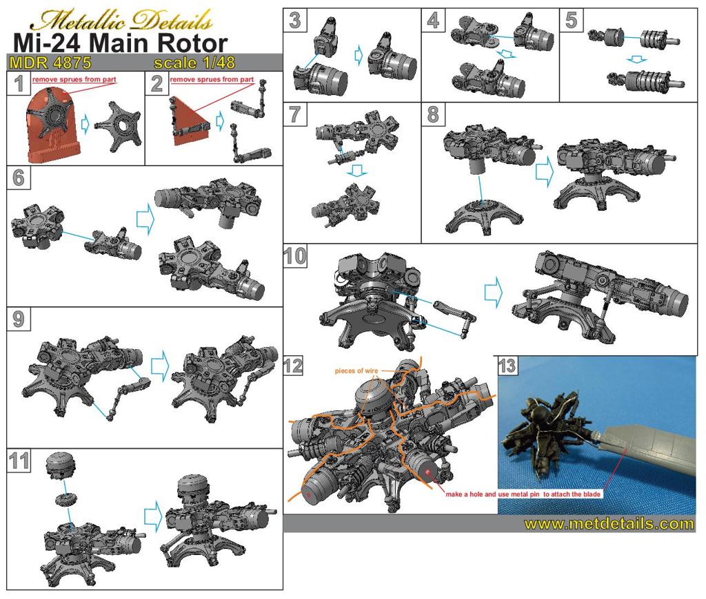 Metallic Details MDMDR4875 1:48 Mil Mi-35M Hind main rotor
