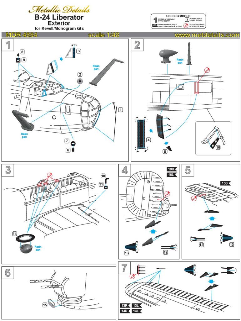 Metallic Details MDMDR4884 1:48 Consolidated B-24 Liberator exterior