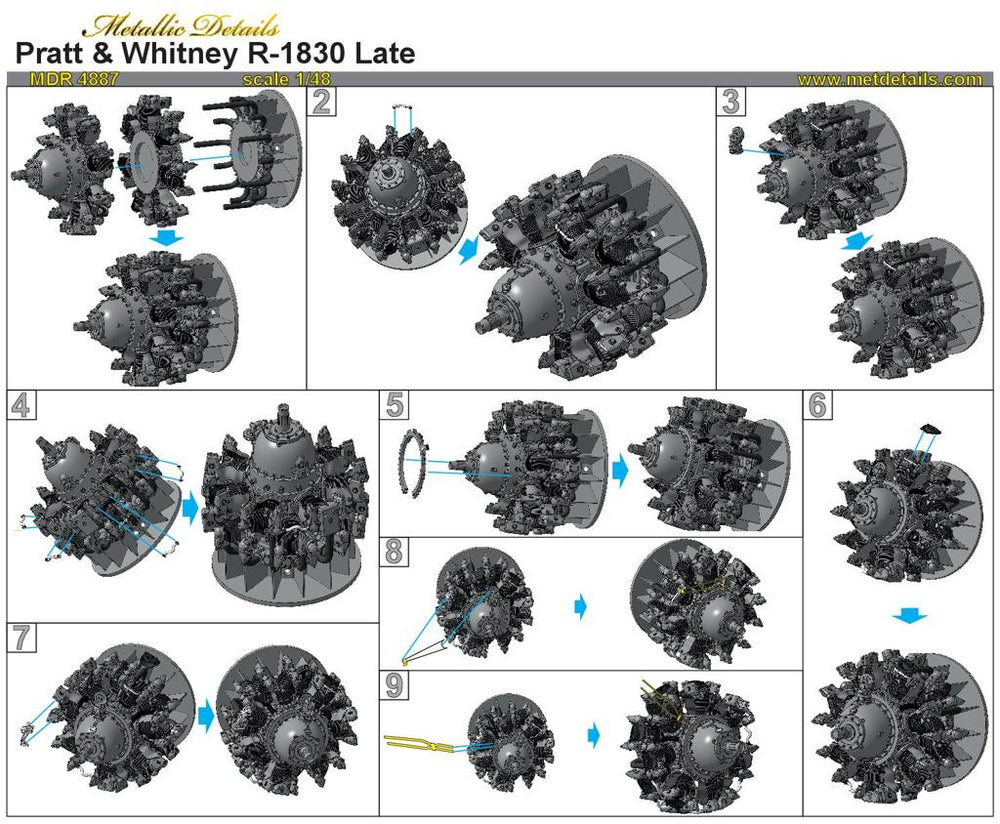 Metallic Details MDMDR4887 1:48 Pratt & Whitney R-1830 Late