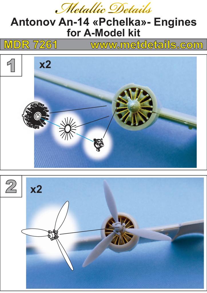 Metallic Details MDMDR7261 1:72 Antonov An-14 Pchelka engines