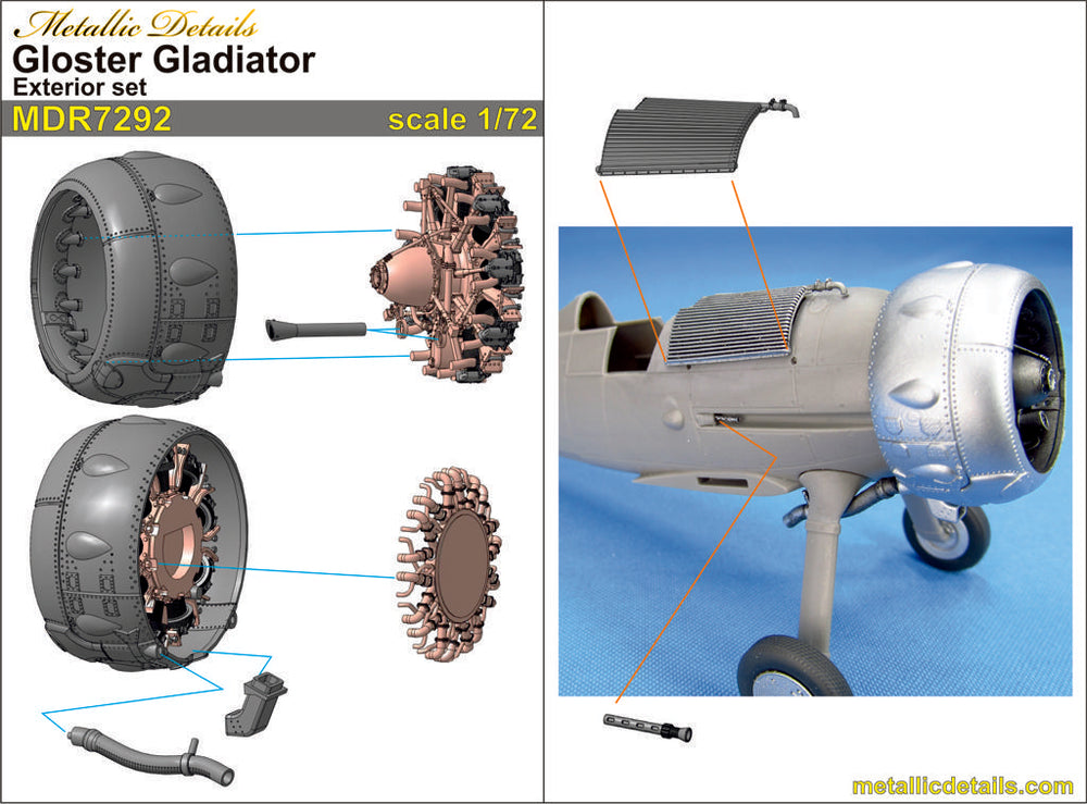 Metallic Details MDMDR7292 1:72 Gloster Gladiator exterior set