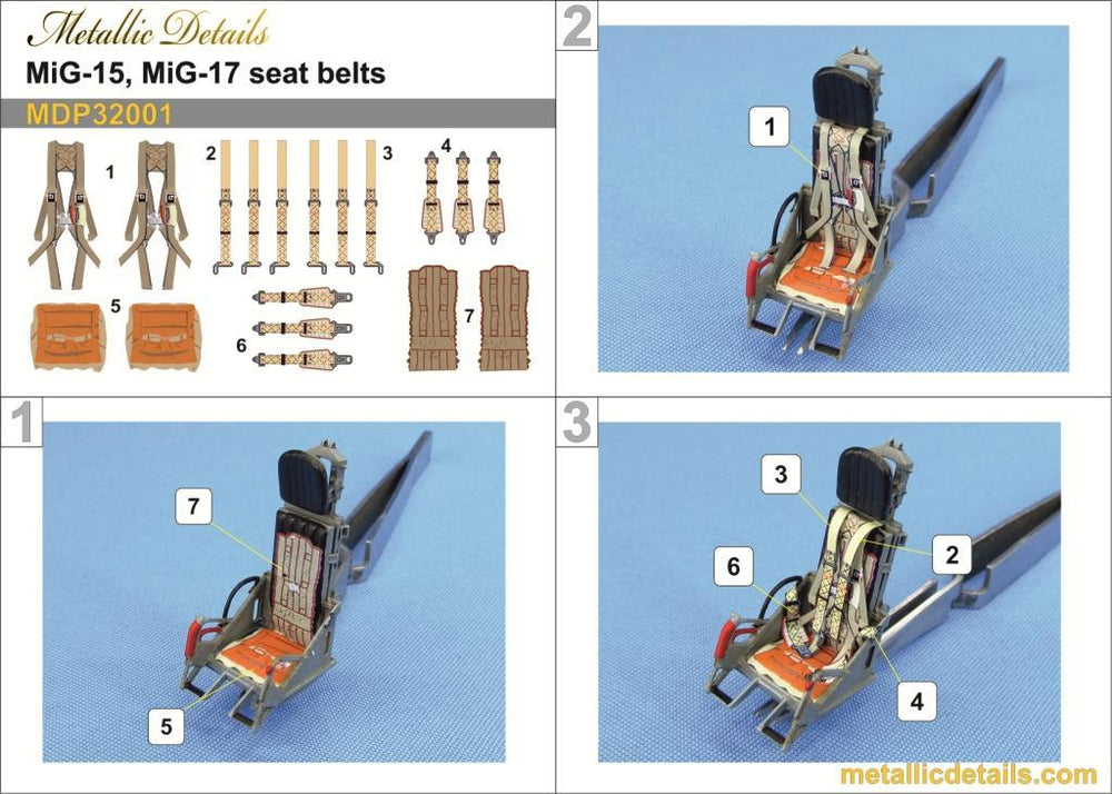 Metallic Details MDP32001 1:32 Mikoyan MiG-15/MiG-17 seatbelts