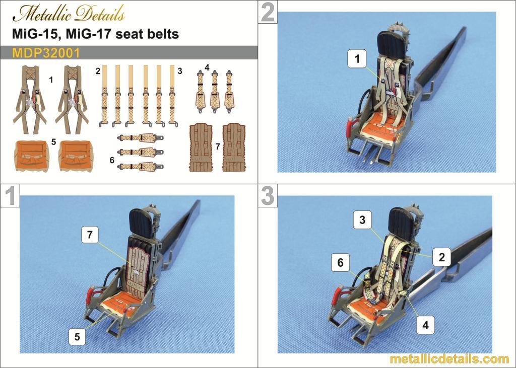 Metallic Details MDP32001 1:32 Mikoyan MiG-15/MiG-17 seatbelts