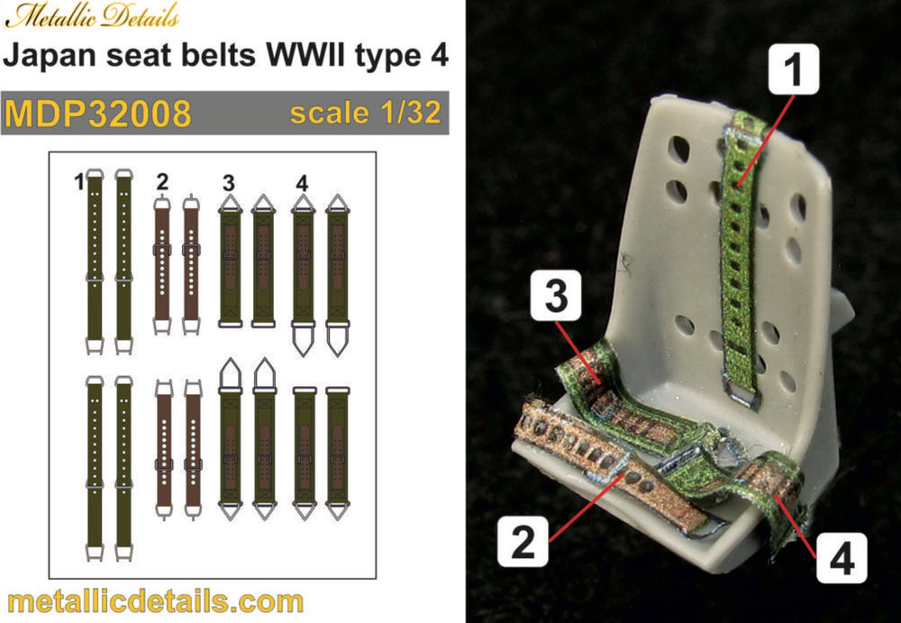 Metallic Details MDP32008 1:32 Japan seatbelts WWII type 4