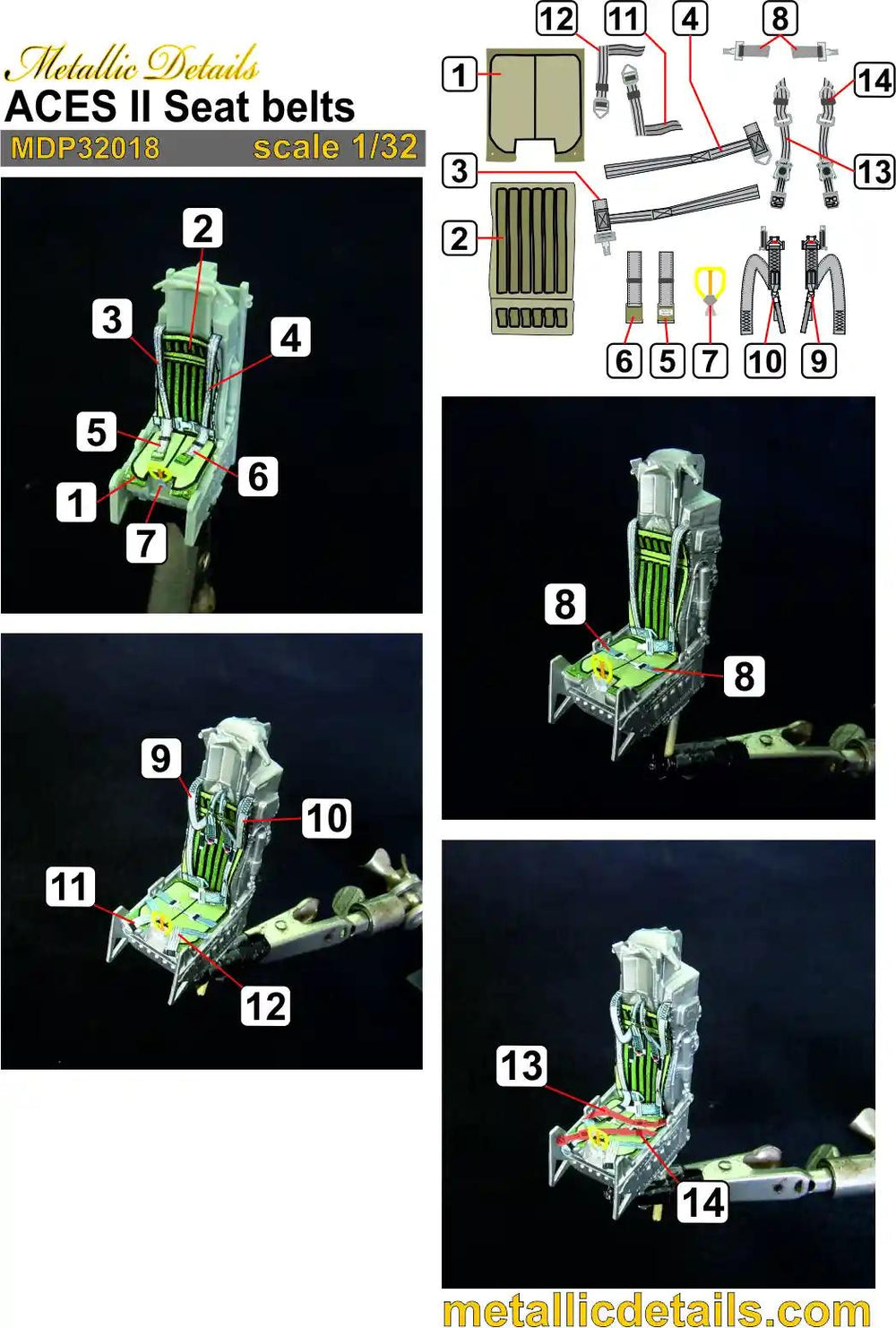 Metallic Details MDP32018 1:32 ACES II Seat belts