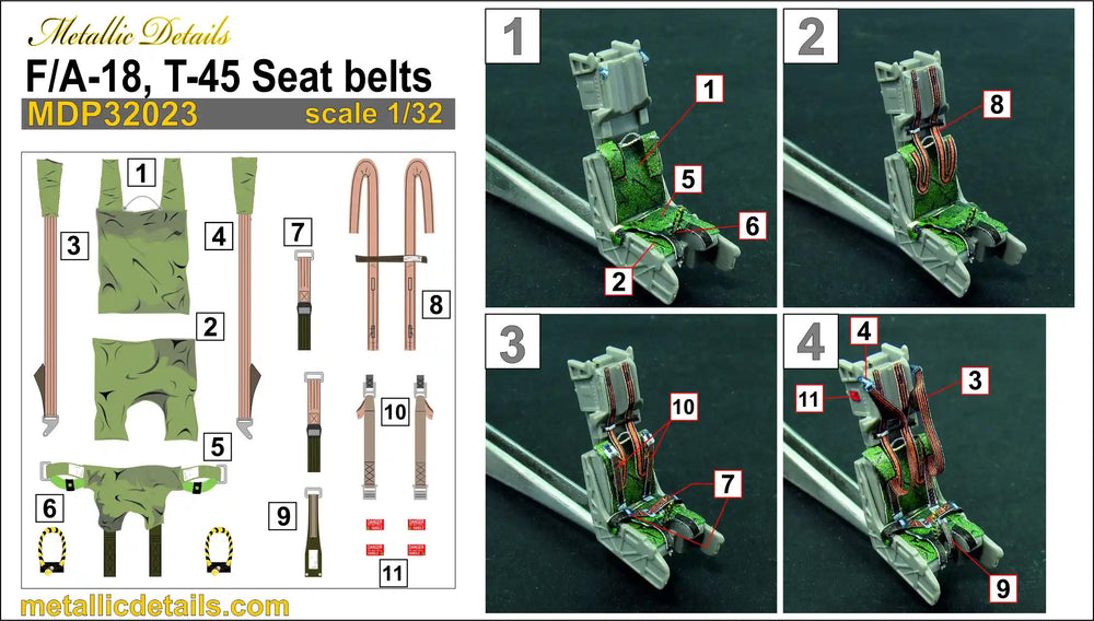 Metallic Details MDP32023 1:32 F/A-18 Hornet T-45 Seat belts