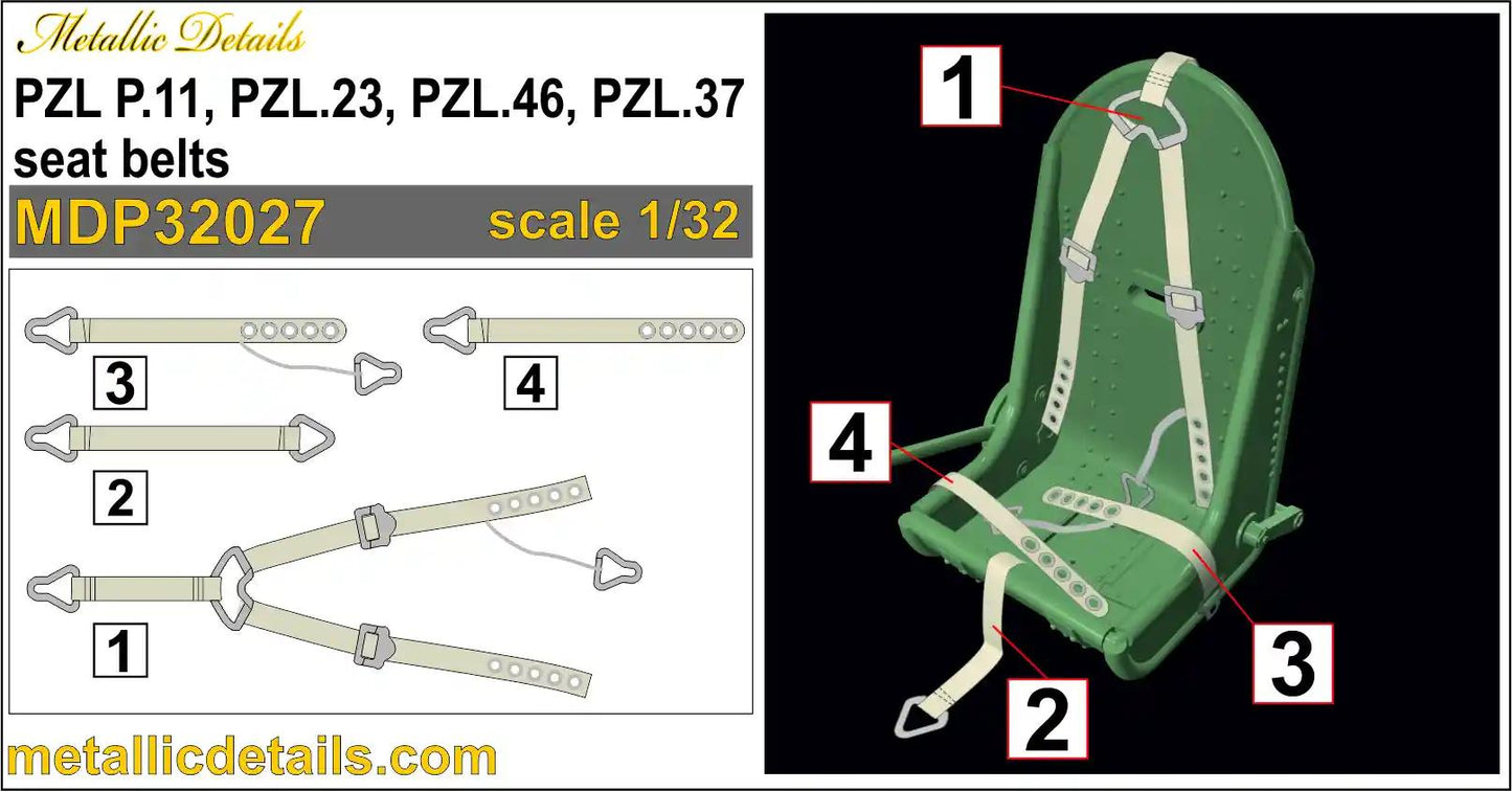 Metallic Details MDP32027 1:32 PZL P.11, PZL.23, PZL.46, PZL.37 seat belts
