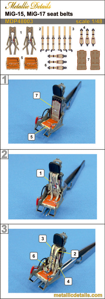 Metallic Details MDP48003 1:48 Mikoyan MiG-15/MiG-17 seatbelts 3d-printed