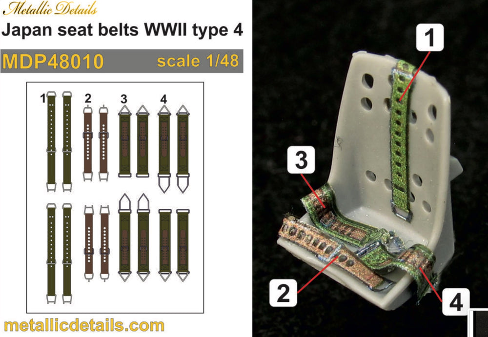 Metallic Details MDP48010 1:48 Japan seatbelts WWII type 4