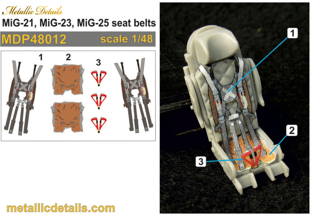 Metallic Details MDP48012 1:48 Mikoyan MiG-21, MiG-23, MiG-25 seatbelts
