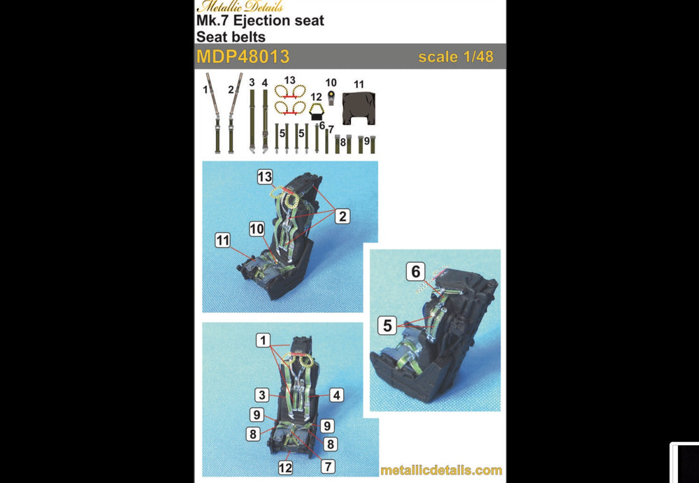 Metallic Details MDP48013 1:48 Mk.7 Ejection seat seatbelts