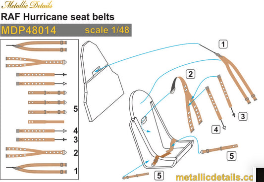 Metallic Details MDP48014 1:48 RAF Hawker Hurricane seatbelts