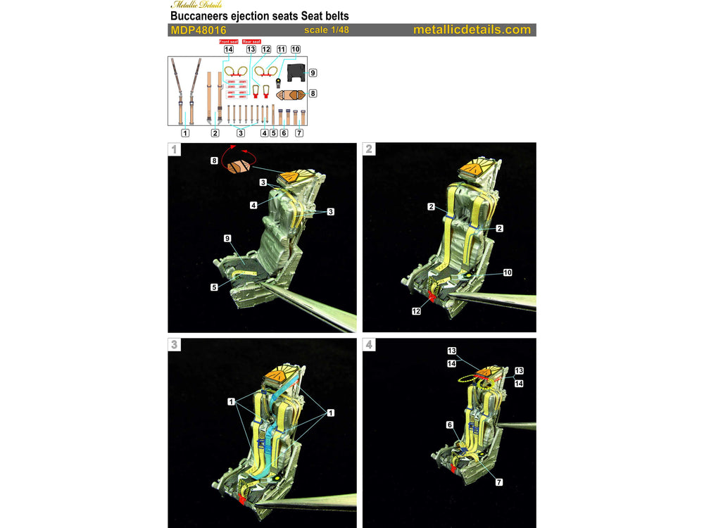 Metallic Details MDP48016 1:48 Blackburn Buccaneer seatbelts