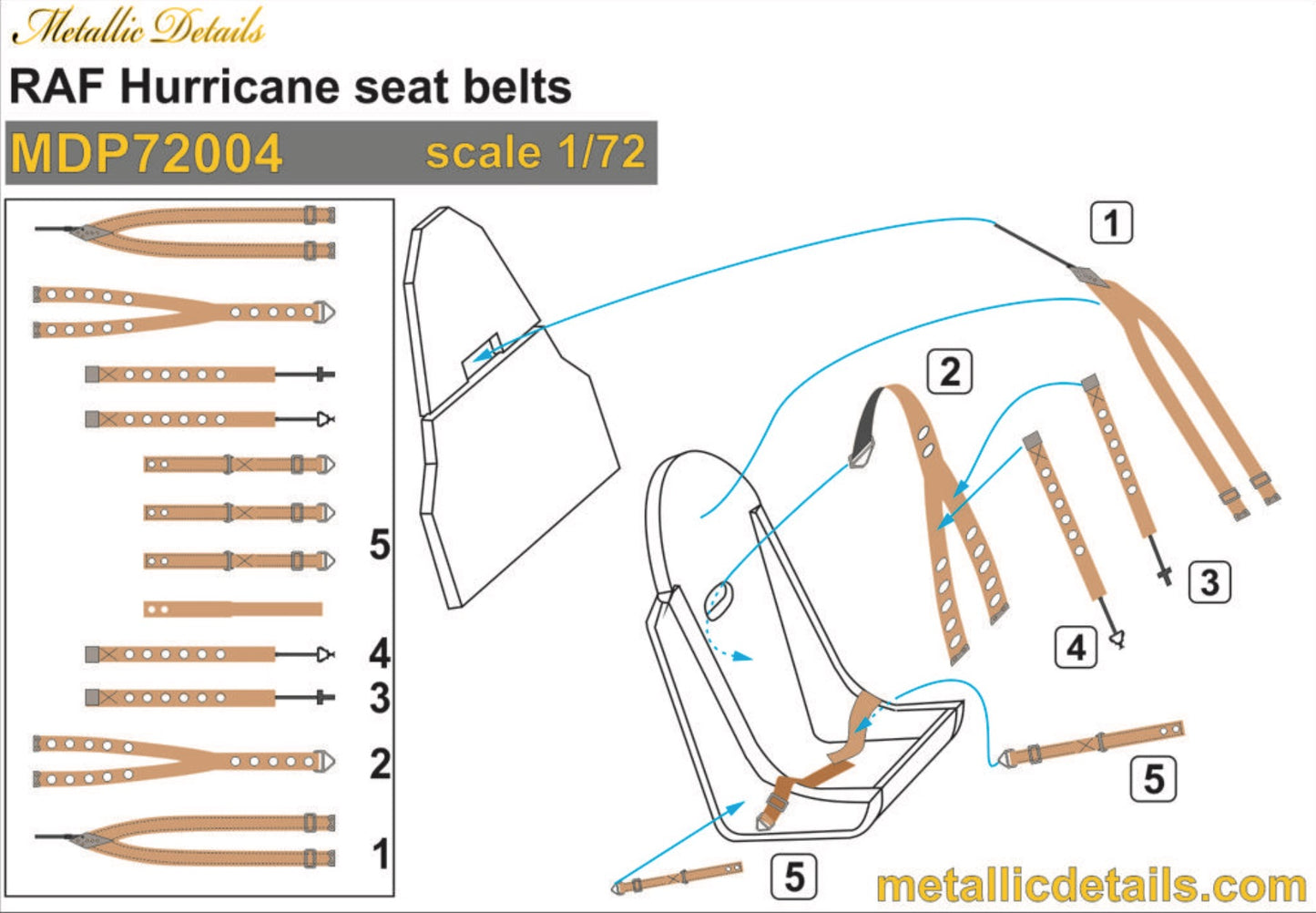 Metallic Details MDP72004 1:72 RAF Hawker Hurricane seatbelts
