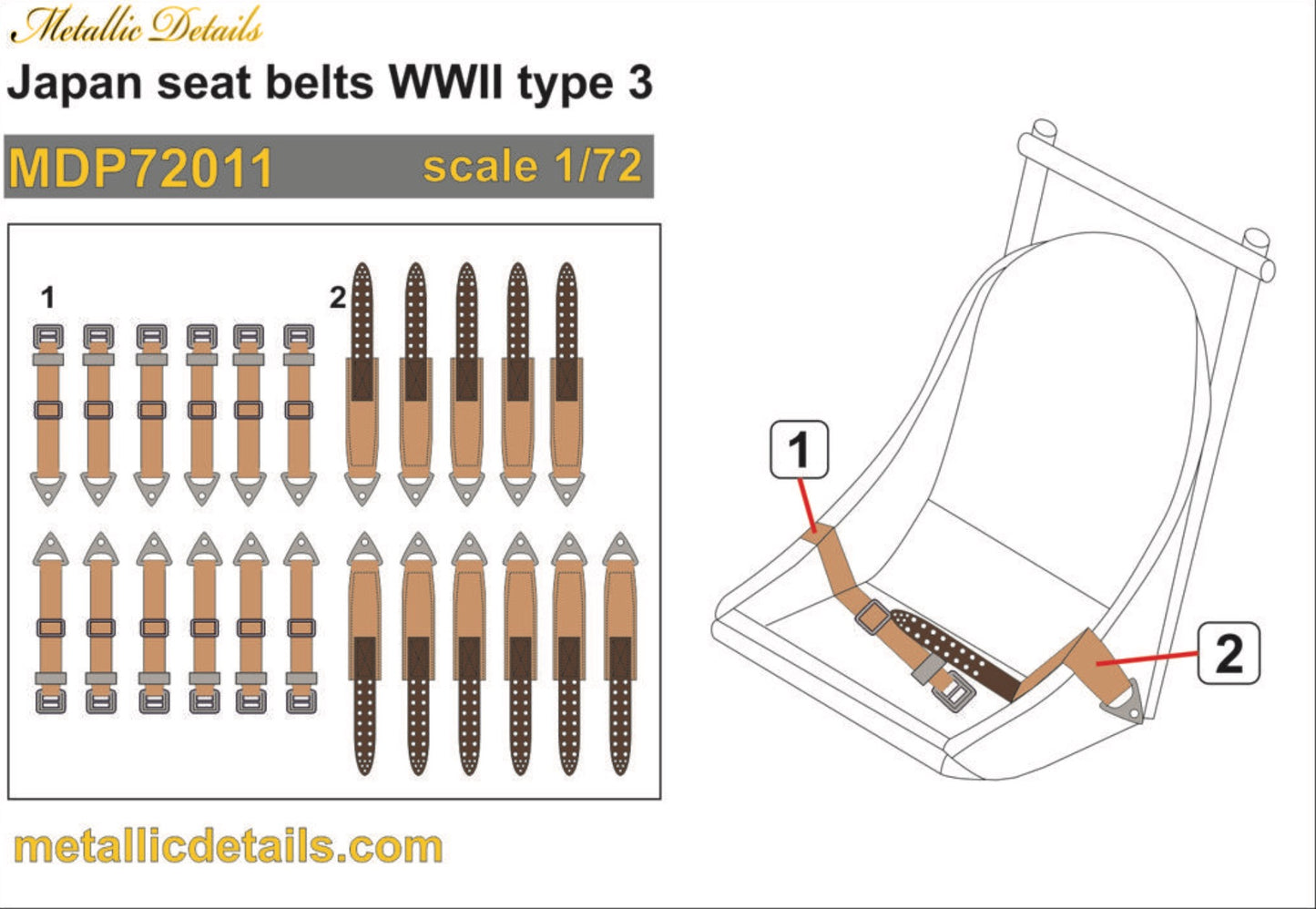 Metallic Details MDP72011 1:72 Japan seatbelts WWII type 3