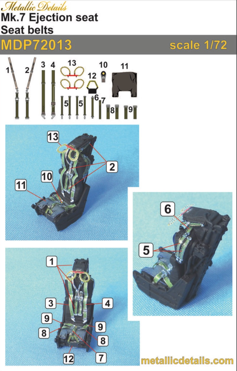 Metallic Details MDP72013 1:72 Mk.7 Ejection seat seatbelts