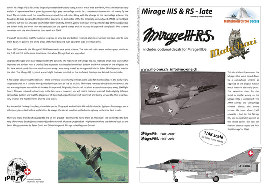 Matterhorn Circle MHN48015 Mirage IIIS & IIIRS Late 1:48