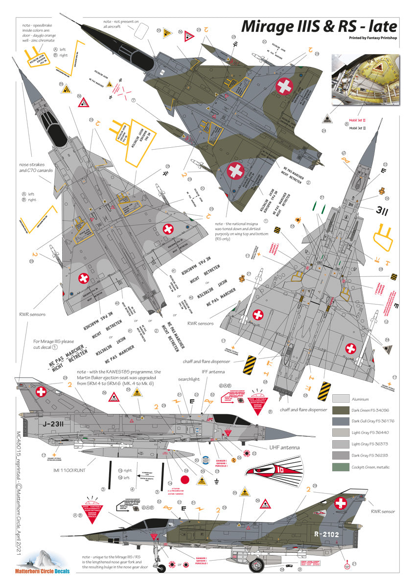 Matterhorn Circle MHN48015 Mirage IIIS & IIIRS Late 1:48