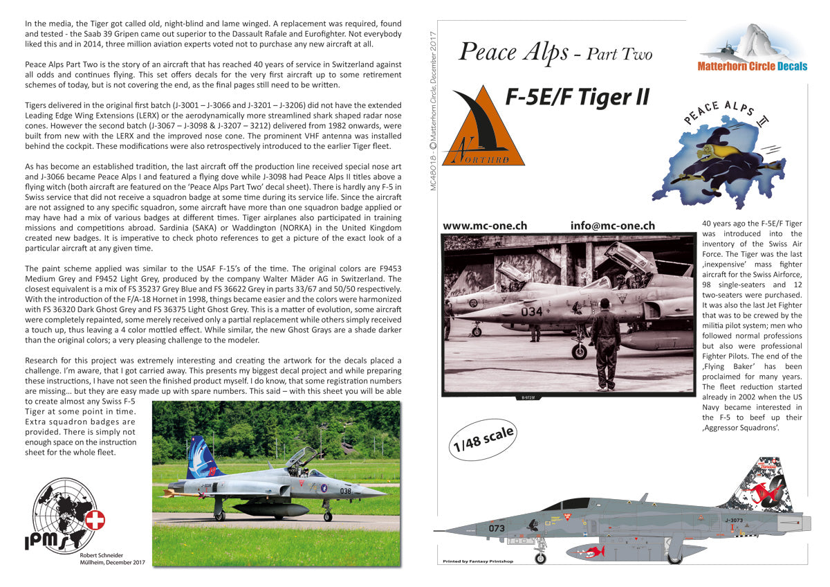 Matterhorn Circle MHN48018 Swiss F-5E/F Tiger Peace Alps 1:48