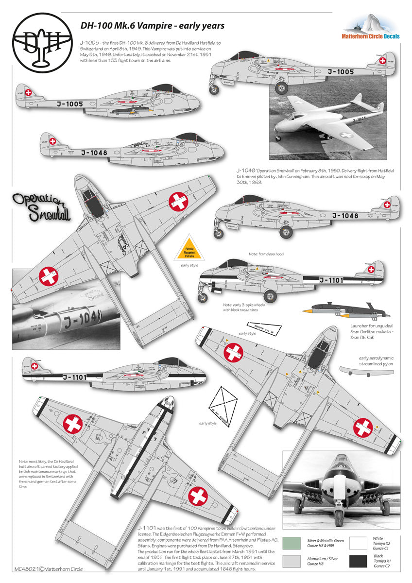 Matterhorn Circle MHN48021 DH-100/115 Vampire Trainer 1:48