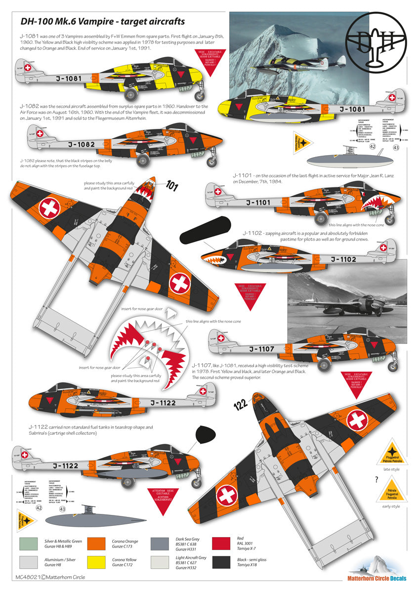 Matterhorn Circle MHN48021 DH-100/115 Vampire Trainer 1:48