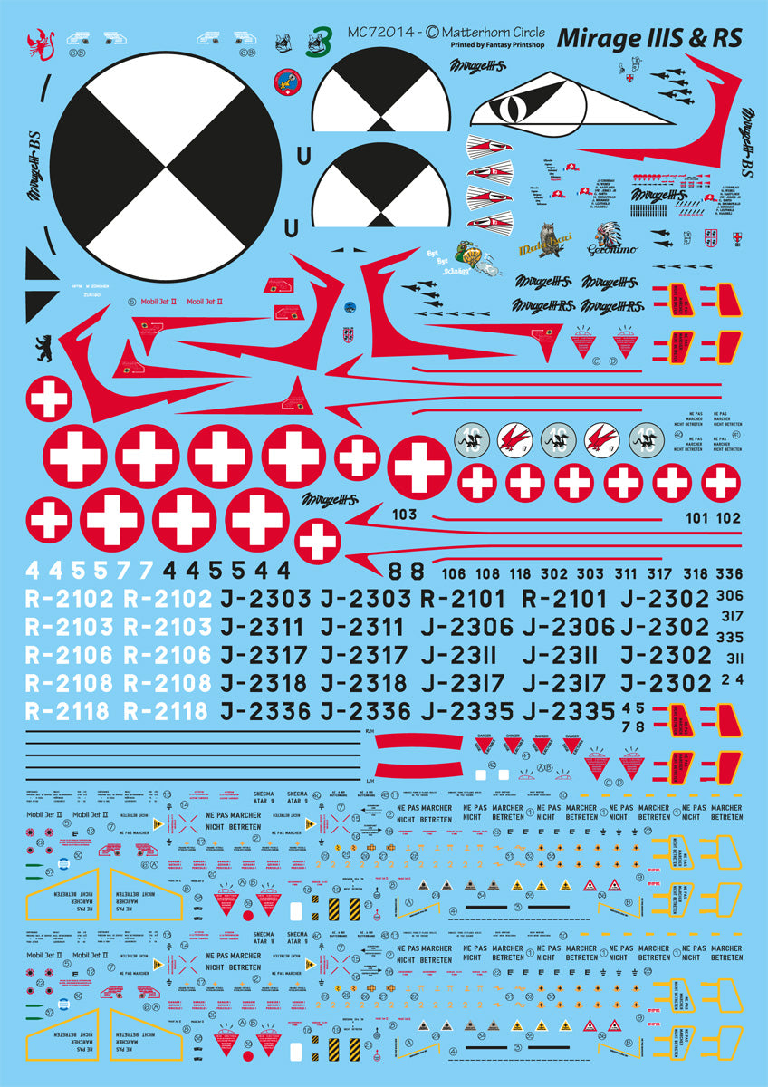 Matterhorn Circle MHN72014 1:72 Re-printed in 2021! Dassault_Mirage IIIS & IIIRS