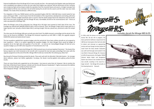 Matterhorn Circle MHN72014 1:72 Re-printed in 2021! Dassault_Mirage IIIS & IIIRS