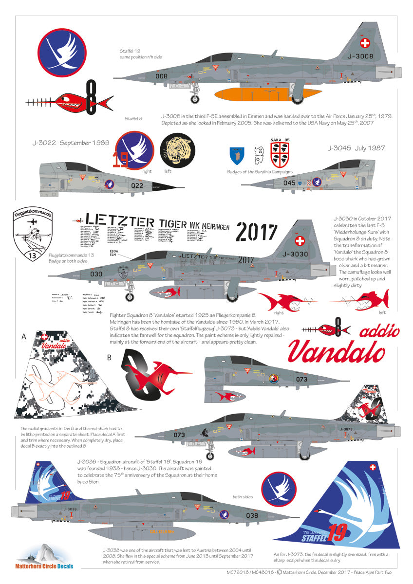 Matterhorn Circle MHN72018 Swiss F-5E/F Tiger Peace Alps 1:72