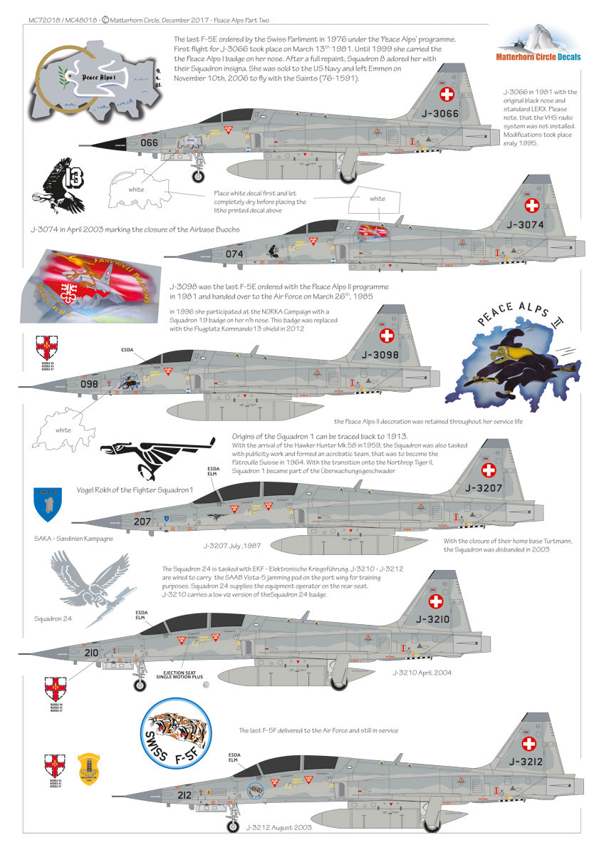 Matterhorn Circle MHN72018 Swiss F-5E/F Tiger Peace Alps 1:72