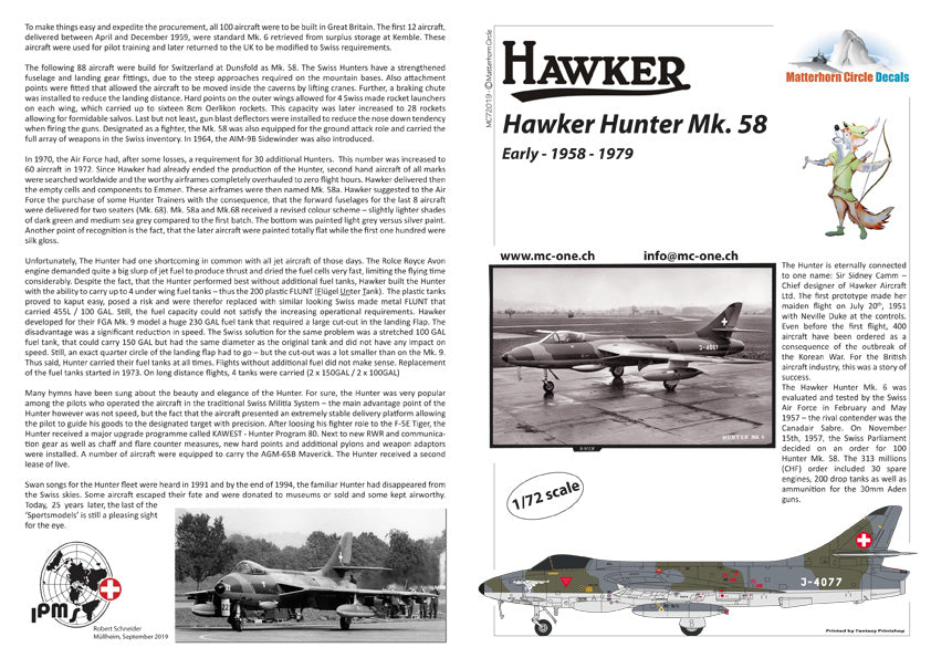 Matterhorn Circle MHN72019 1:72 Hawker Hunter Mk.58 early [F.6]
