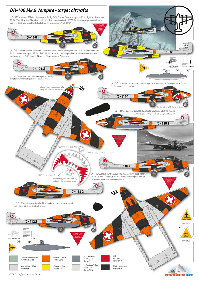 Matterhorn Circle MHN72021 DH-100/115 Vampire Trainer 1:72