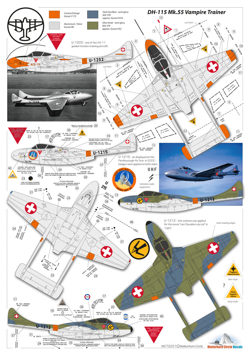 Matterhorn Circle MHN72021 DH-100/115 Vampire Trainer 1:72