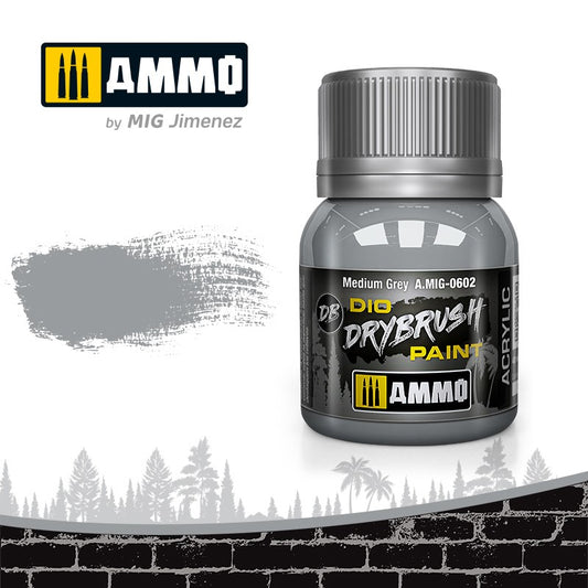Ammo by MIG Drybrush Medium Grey For Model Kits MIG 0602