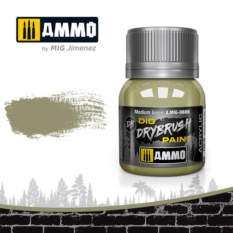 Ammo by MIG Drybrush Medium Green For Model Kits MIG 0606