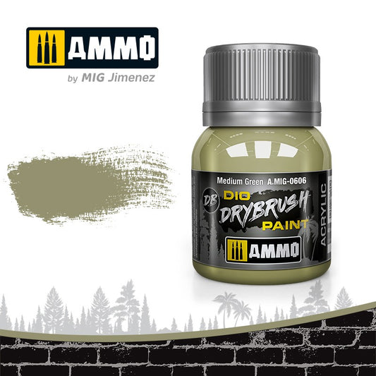 Ammo by MIG Drybrush Medium Green For Model Kits MIG 0606