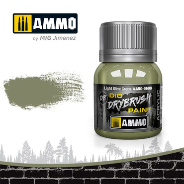 Ammo by MIG Drybrush Light Olive Green For Model Kits MIG 0608
