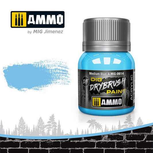 Ammo by MIG Drybrush Medium Blue For Model Kits MIG 0614