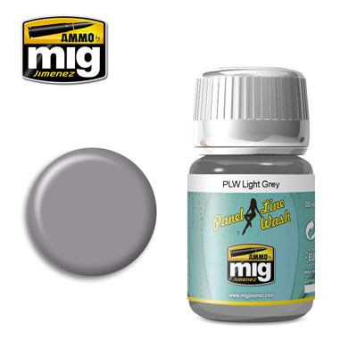 Ammo by MIG Light Grey Panel Line Wash For Model Kits MIG 1600