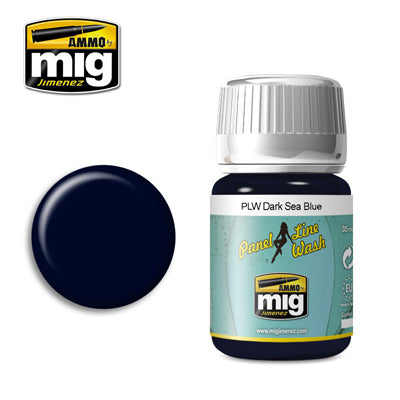 Ammo by MIG Dark Sea Blue Panel Line Wash For Model Kits MIG 1603