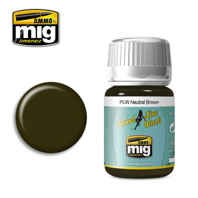 Ammo by MIG Neutral Brown Panel Line Wash For Model Kits MIG 1614