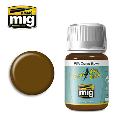 Ammo by MIG Orange Brown Panel Line Wash For Model Kits MIG 1616