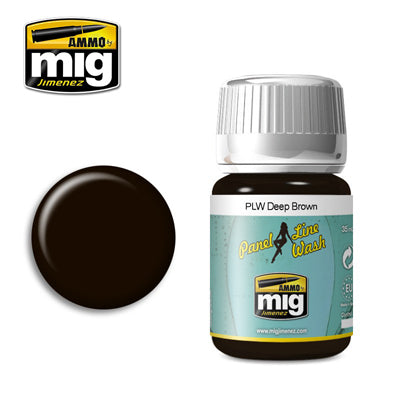 Ammo by MIG Deep Brown Panel Line Wash For Model Kits MIG 1618