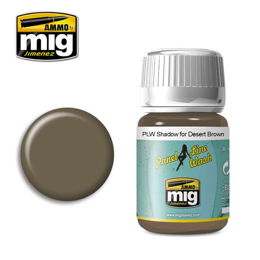 Ammo by MIG Shadow For Desert Brown Panel Line Wash For Model Kits MIG 1621